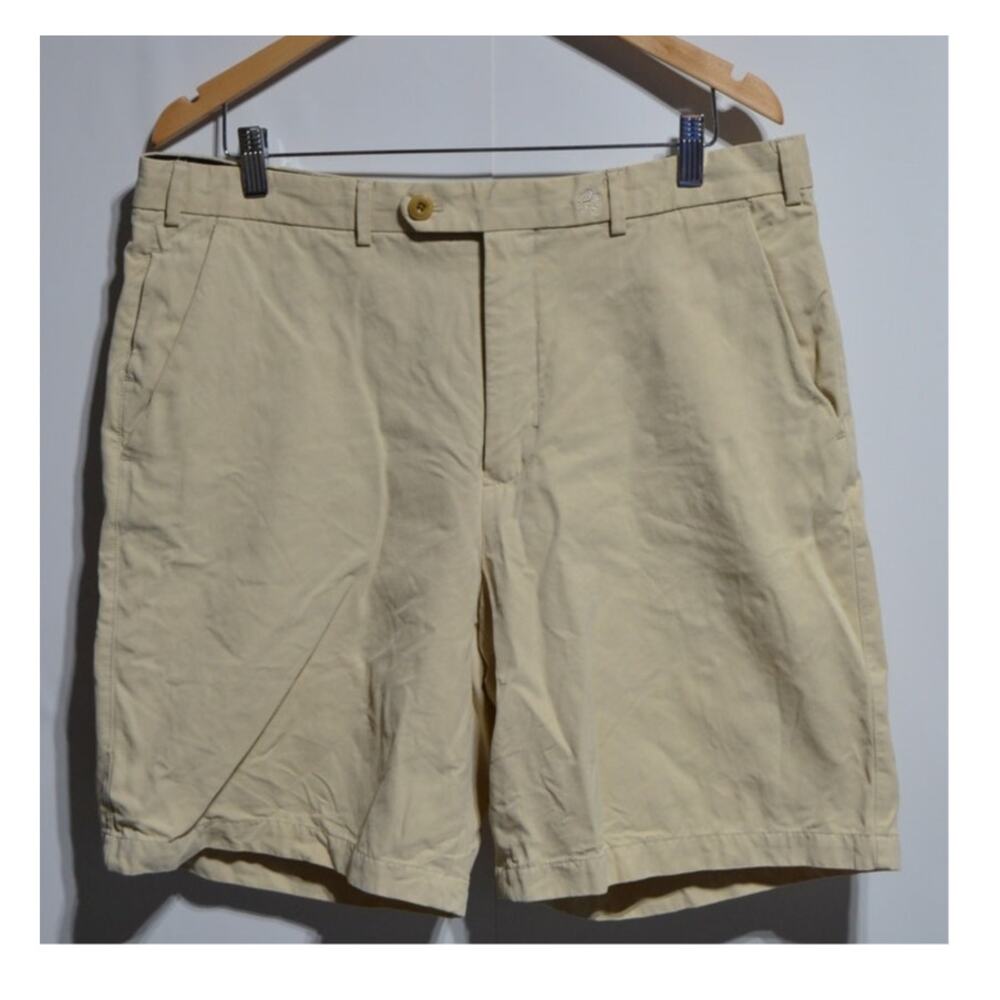 Nat Nast Men's Lux Originals Khaki Silk Cotton Blend Shorts Size 38 Elevated
